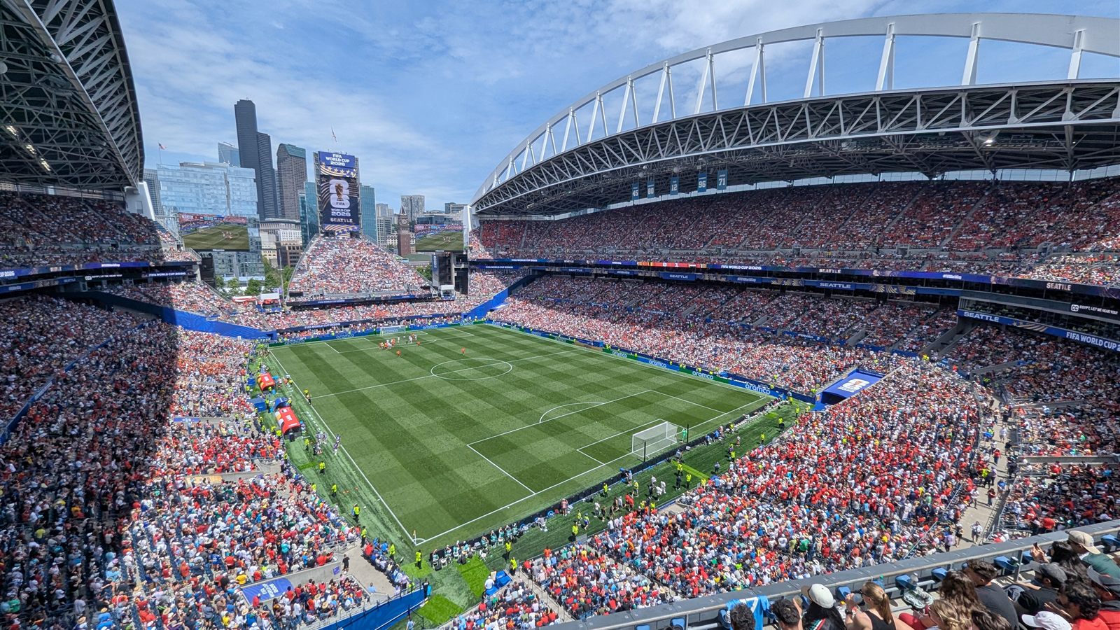 Lumen Field lotado em Seattle durante jogo da Copa do Mundo de 2026