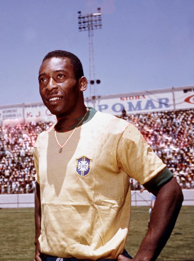 Pelé com a camisa da seleção brasileira, em 1970